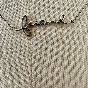 Kathy Davis scatter joy friend script  silver plated pendant necklace